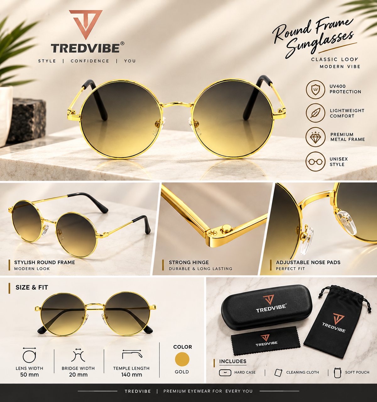 TREDVIBE Casual Unisex Sunglasses – UV Protected Eyewear for Men & Women