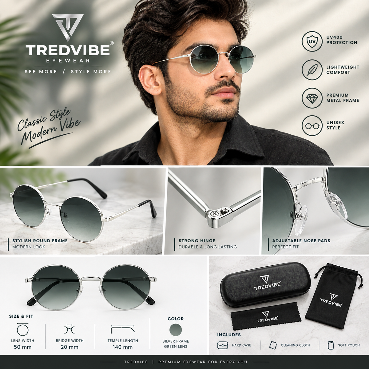 TREDVIBE Casual Unisex Sunglasses – UV Protected Eyewear for Men & Women